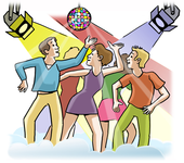 auf dem Bild sehen sie leute in der disko. sie tanzen.
