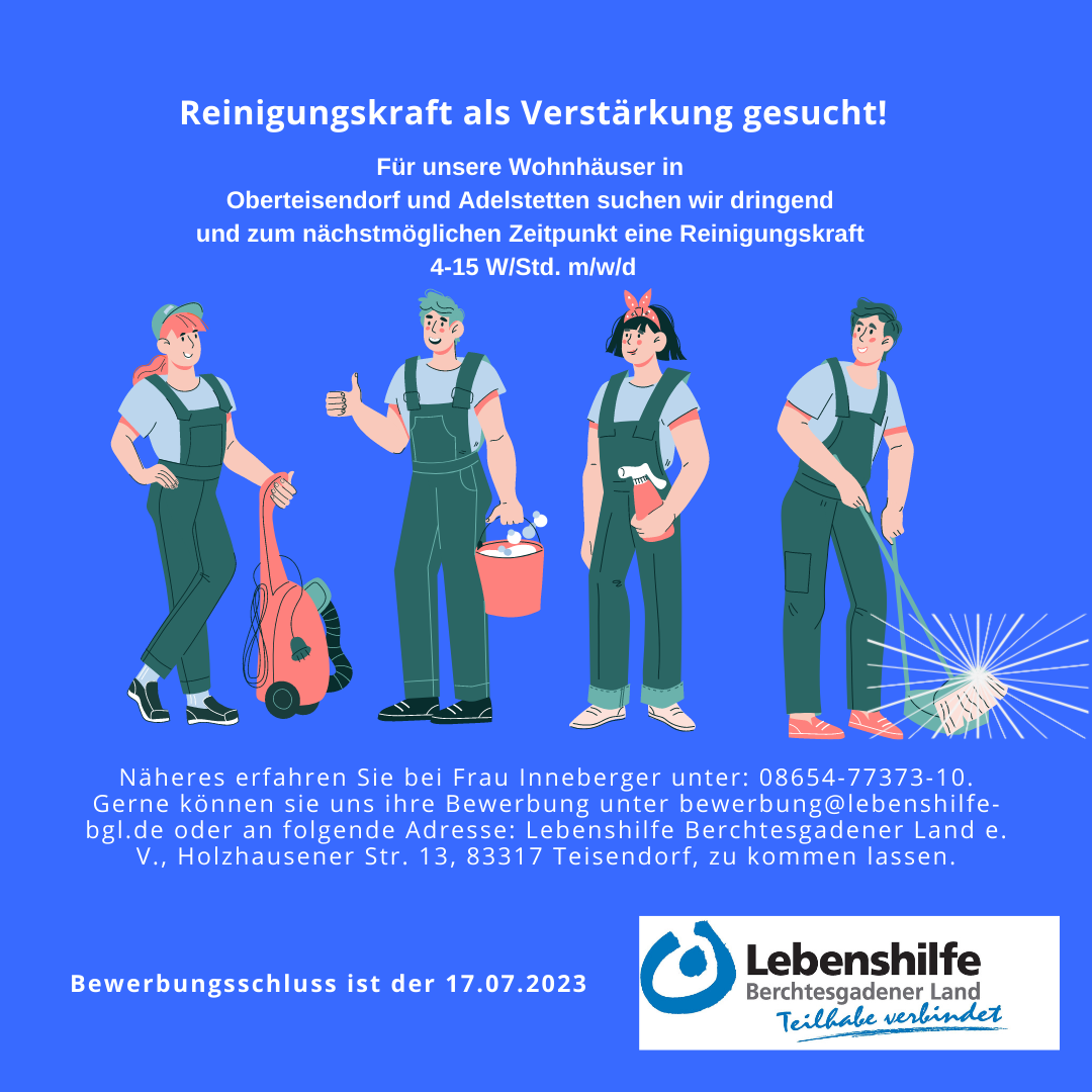 Reinigungskraft als Verstärkung gesucht!